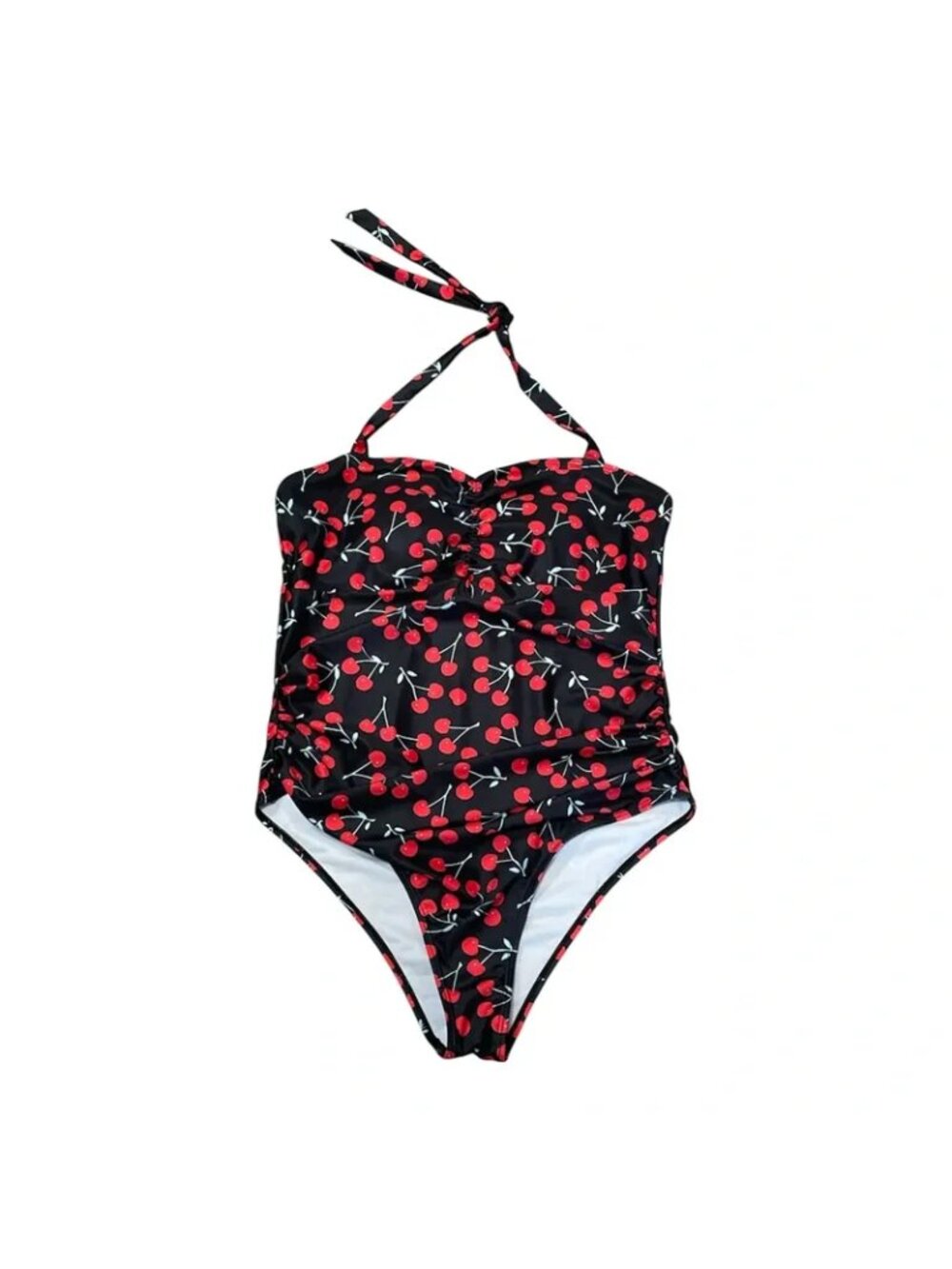 XL Black and Red Cherry Cherries Swimsuit pin-up girl style